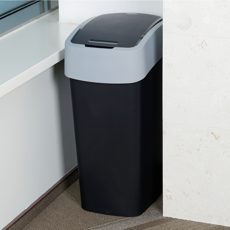 Контейнер для мусора FLIP BIN черный/серый 45л