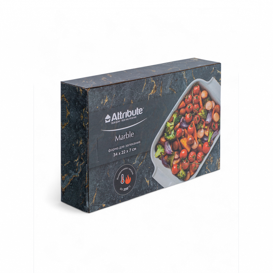 Форма для запекания фарфоровая MARBLE 34х22х7см прямоугольная