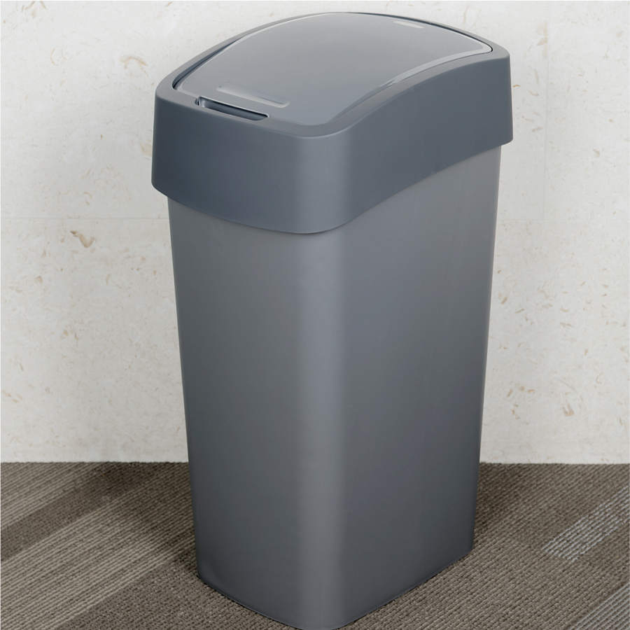 Контейнер для мусора FLIP BIN серебристый/графитовый 45л
