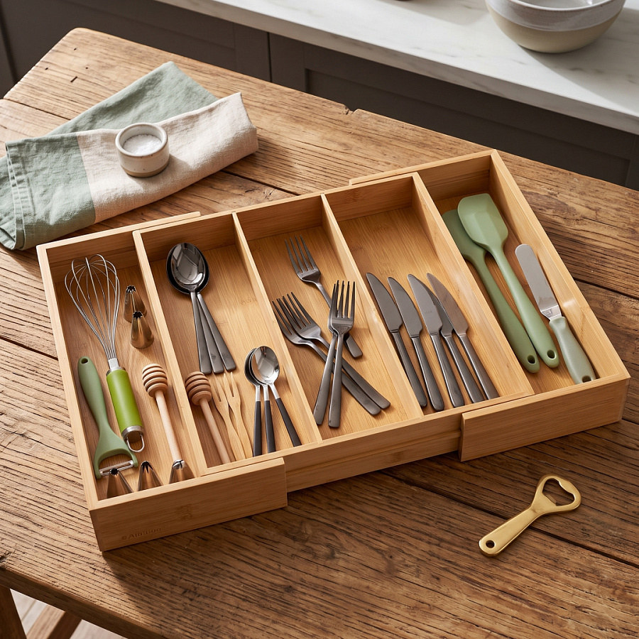 Лоток для столовых приборов BAMBOO TOUCH раздвижной 23.5-35.5х35х4.5см