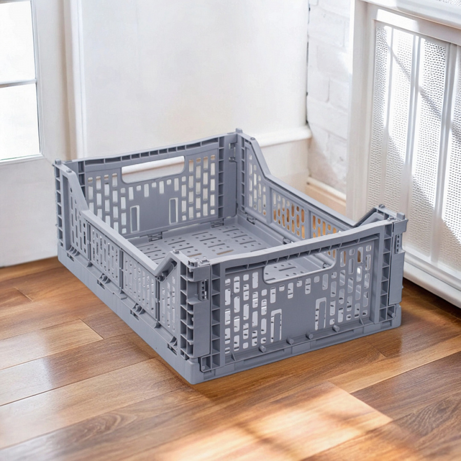 Корзина для хранения складная CASSA M серая 15л