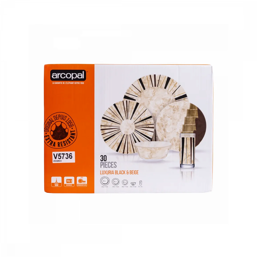 Набор столовый LUXURIA BLACK&BEIGE 30 пр