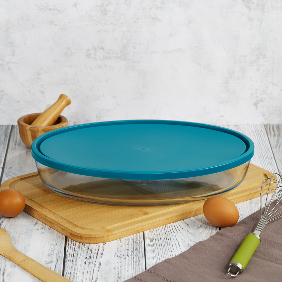 Форма для запекания и выпечки с крышкой COOK&STORE XL зеленая 3л 35х24х6см овальная