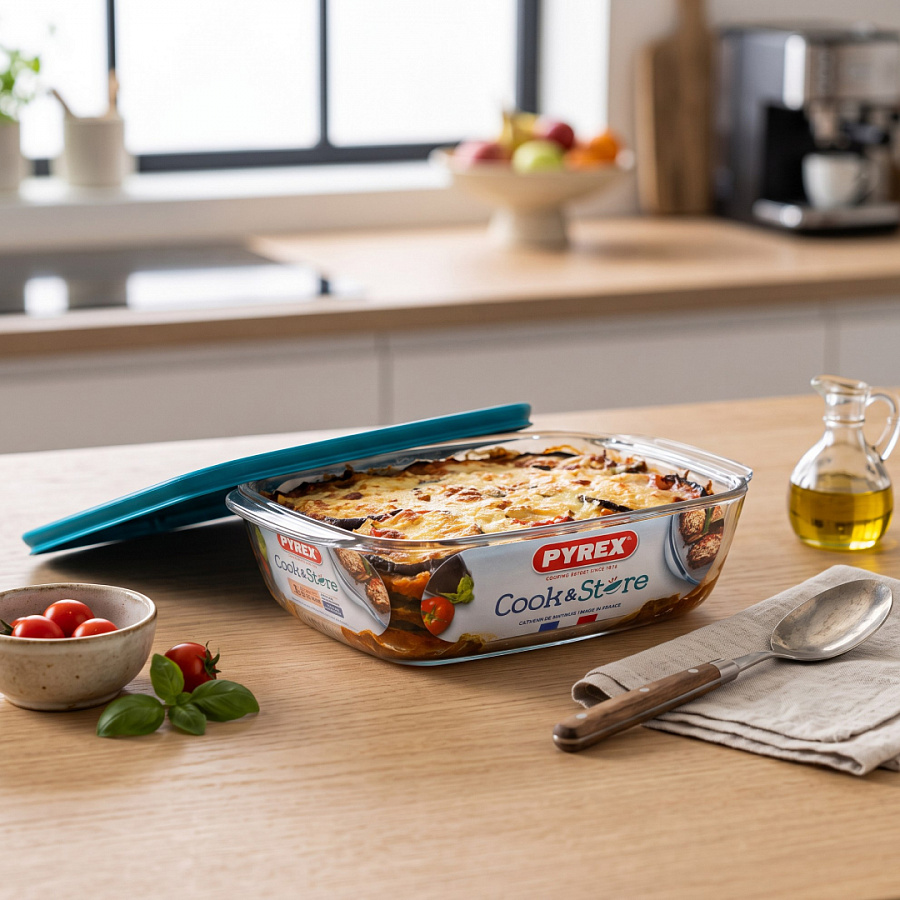 Блюдо для запекания и выпечки COOK&STORE 1.2л 23х15x7см прямоугольное с крышкой