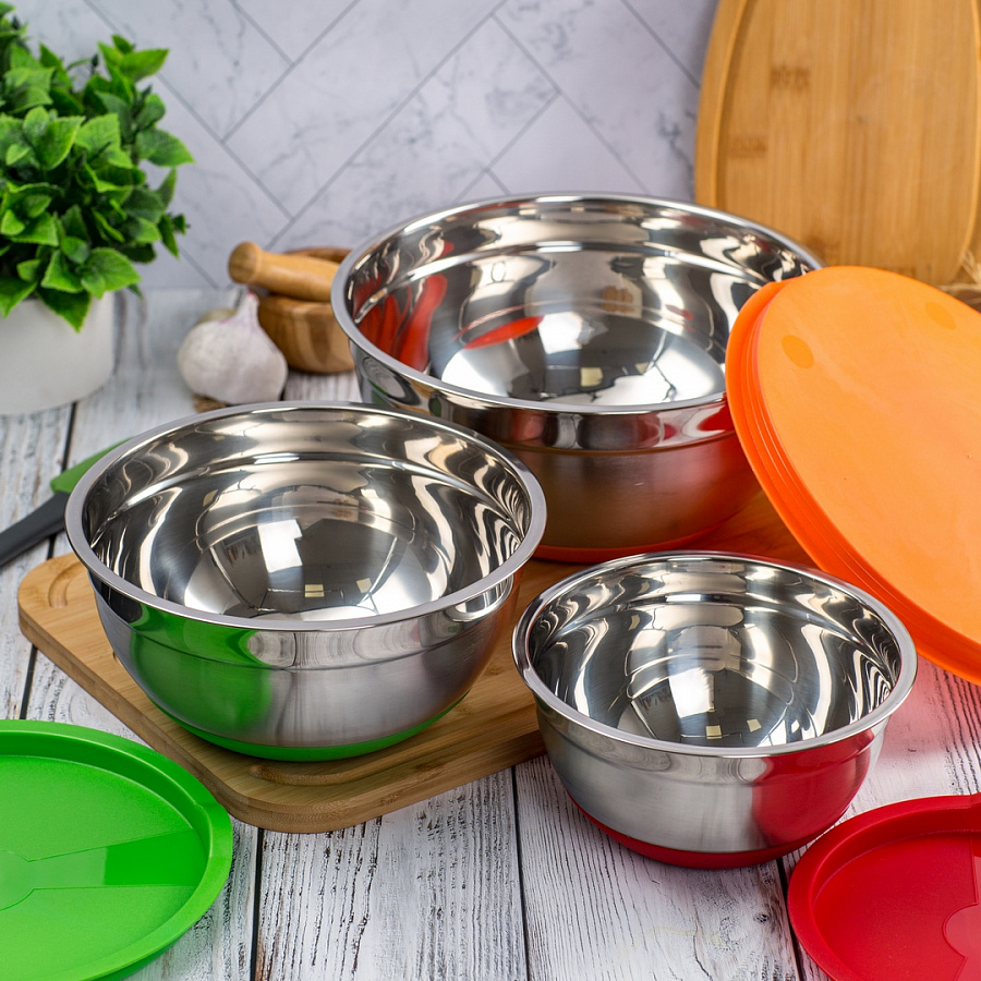 Набор мисок с крышками MIX&STORE 3шт 1.5л+2.4л+3.7л