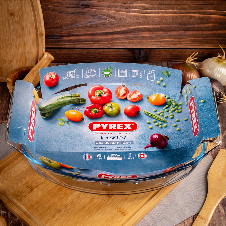 Блюдо Pyrex Irresistible 39х27см овальное с решеткой