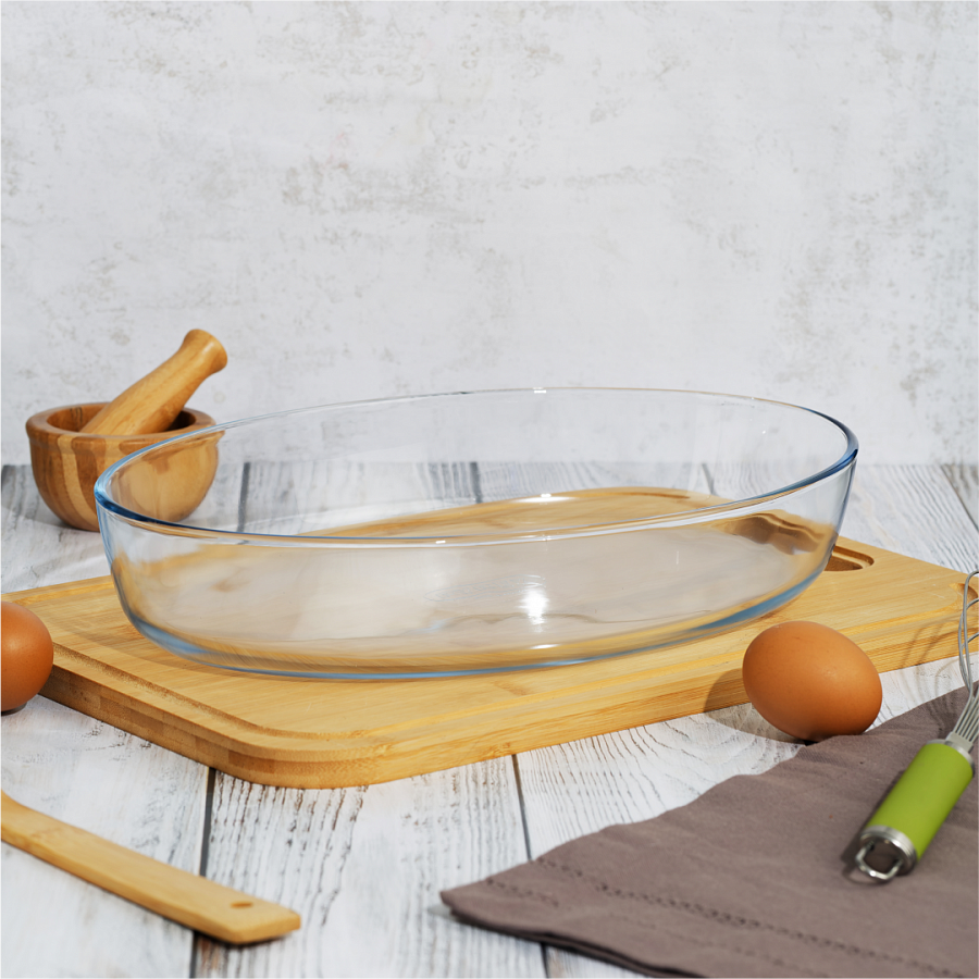 Форма для запекания и выпечки с крышкой COOK&STORE XL зеленая 3л 35х24х6см овальная