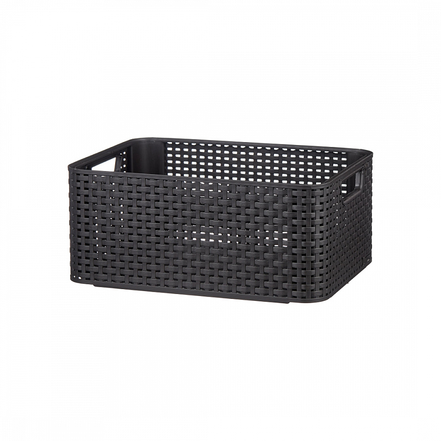 Корзина RATTAN STYLE BOX M + крышка тёмно-коричневая