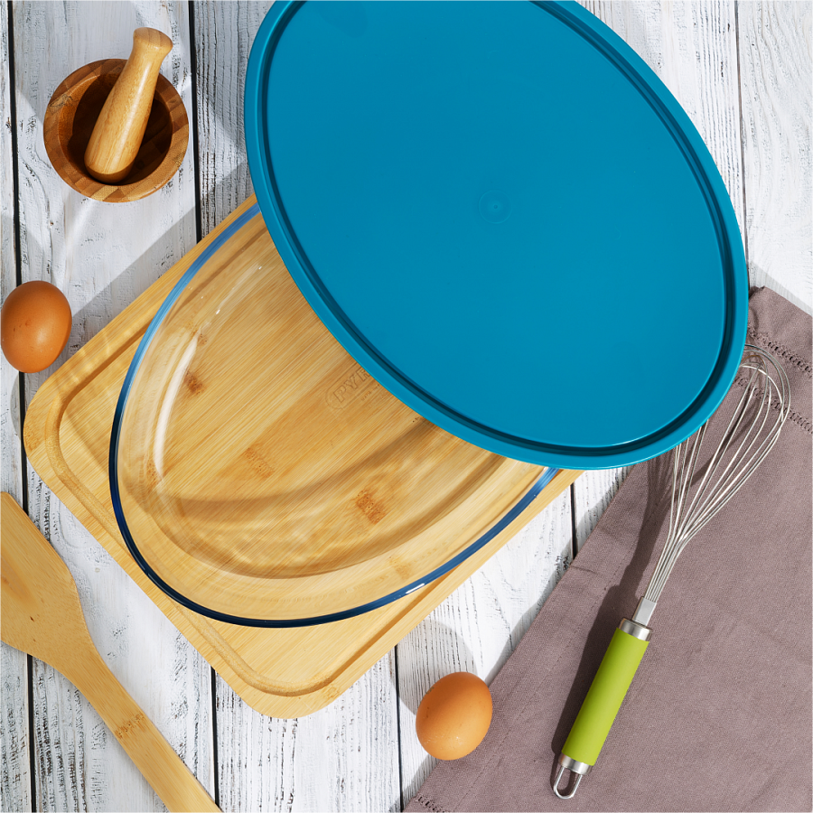 Форма для запекания и выпечки с крышкой COOK&STORE XL зеленая 3л 35х24х6см овальная