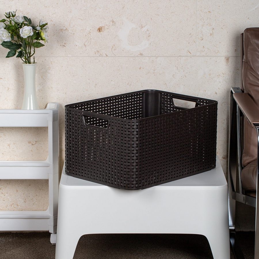 Корзина RATTAN STYLE BOX L тёмно-коричневая