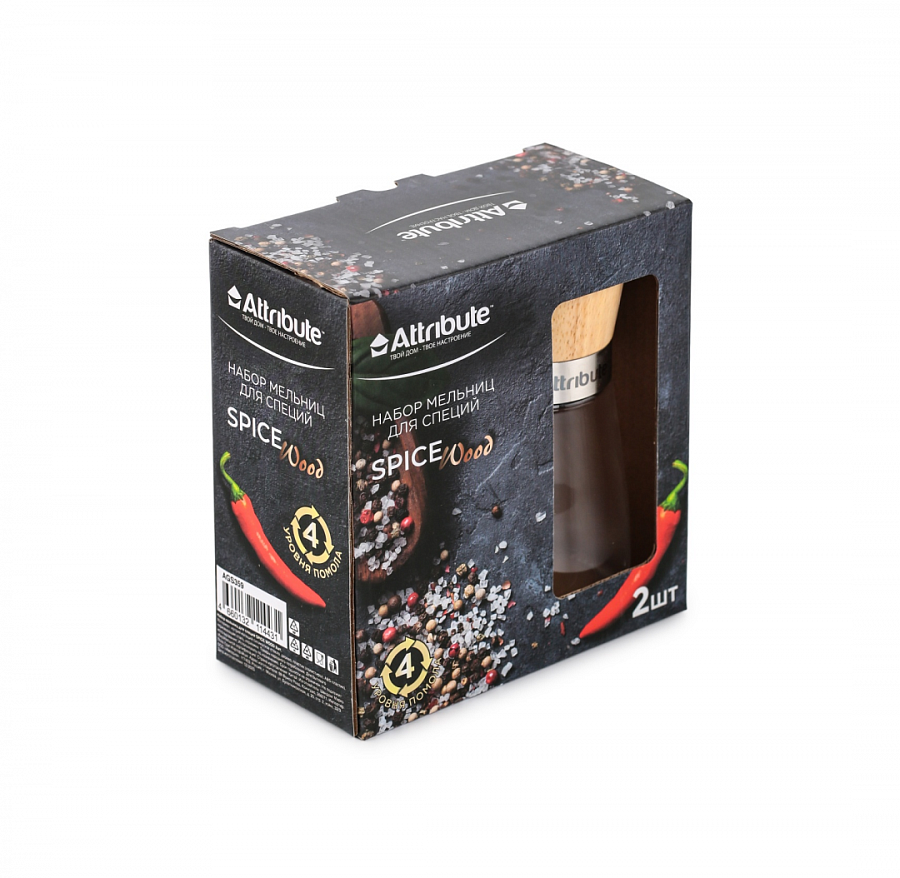 Набор мельниц для специй SPICE WOOD, 2шт