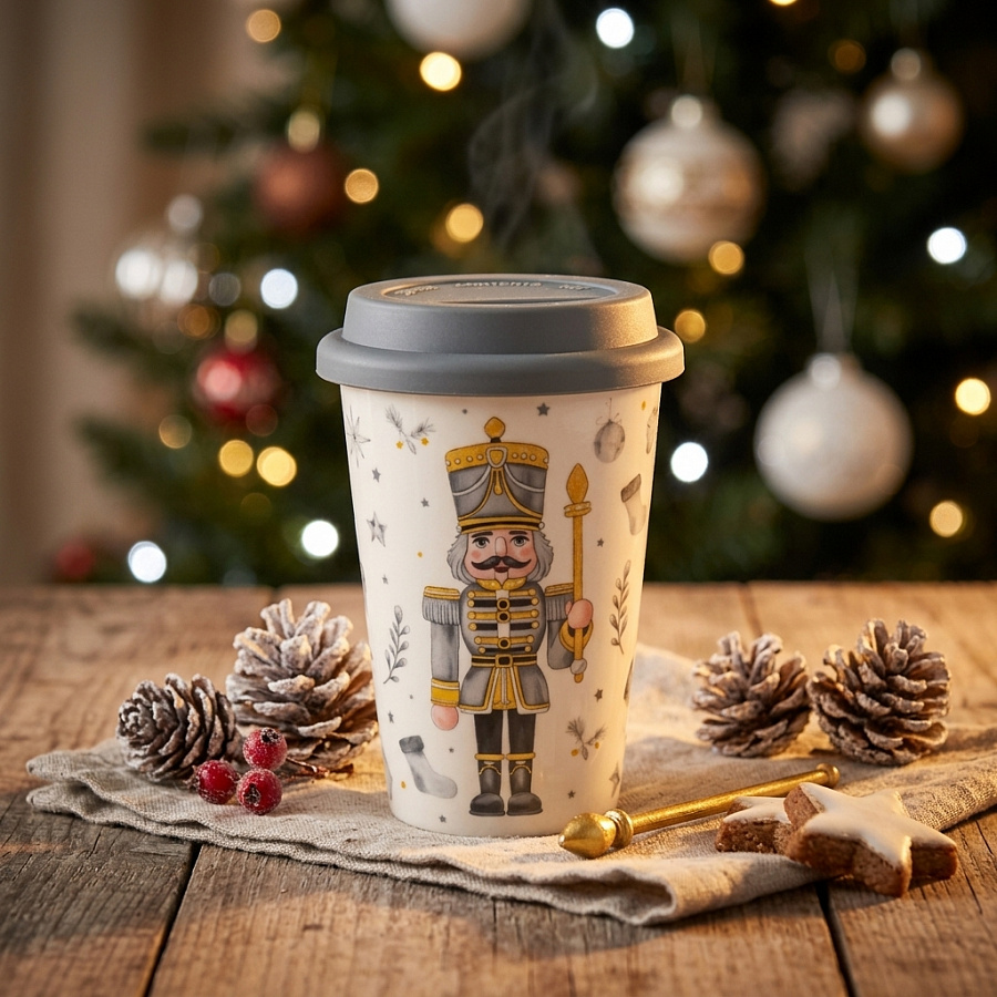 Кружка NUTCRACKER с силиконовой крышкой 400мл