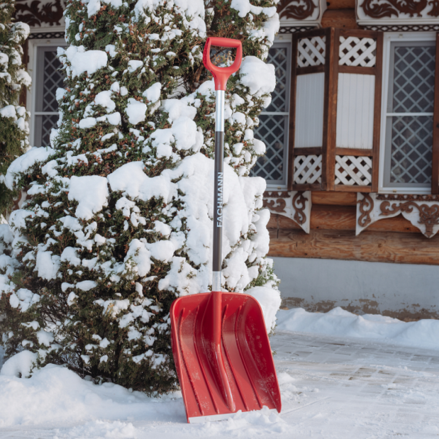 Лопата для уборки снега GARTEN бордовая с алюминиевым черенком