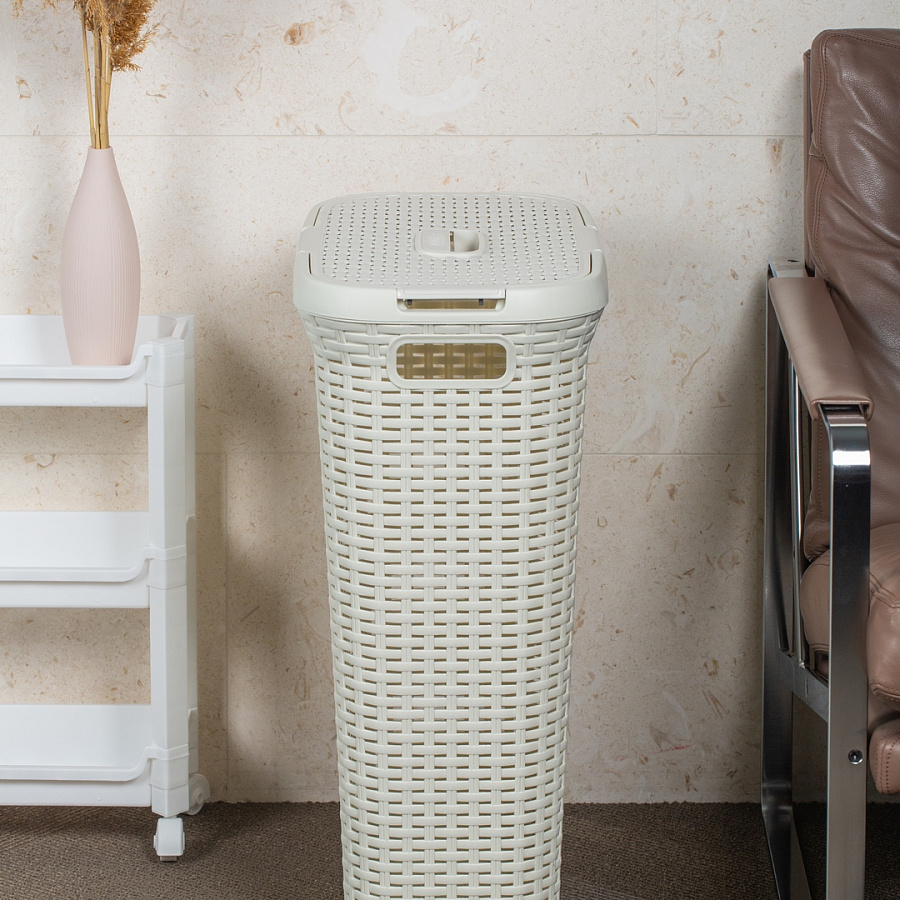 Корзина для белья RATTAN STYLE 40л кремовая