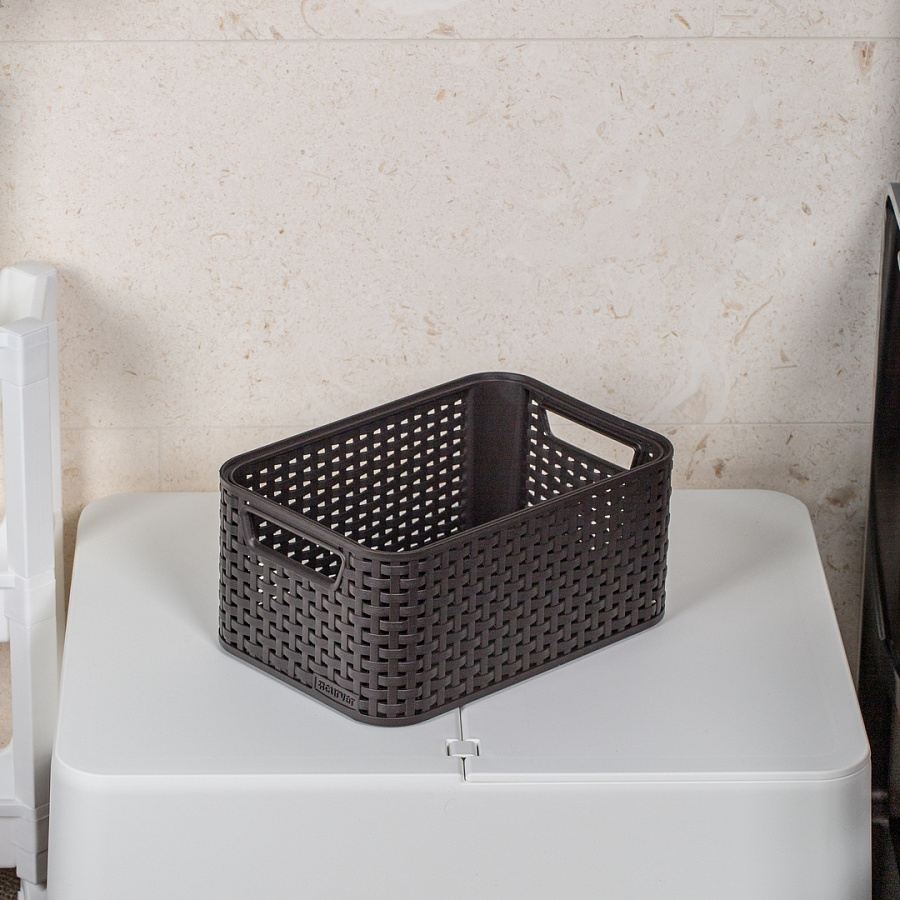 Корзина RATTAN STYLE BOX S тёмно-коричневая