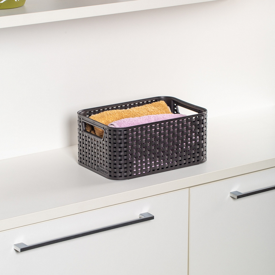 Корзина RATTAN STYLE BOX S тёмно-коричневая